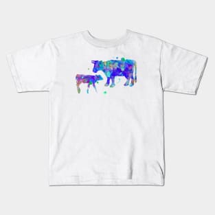 Cow Family Watercolor Painting Kids T-Shirt